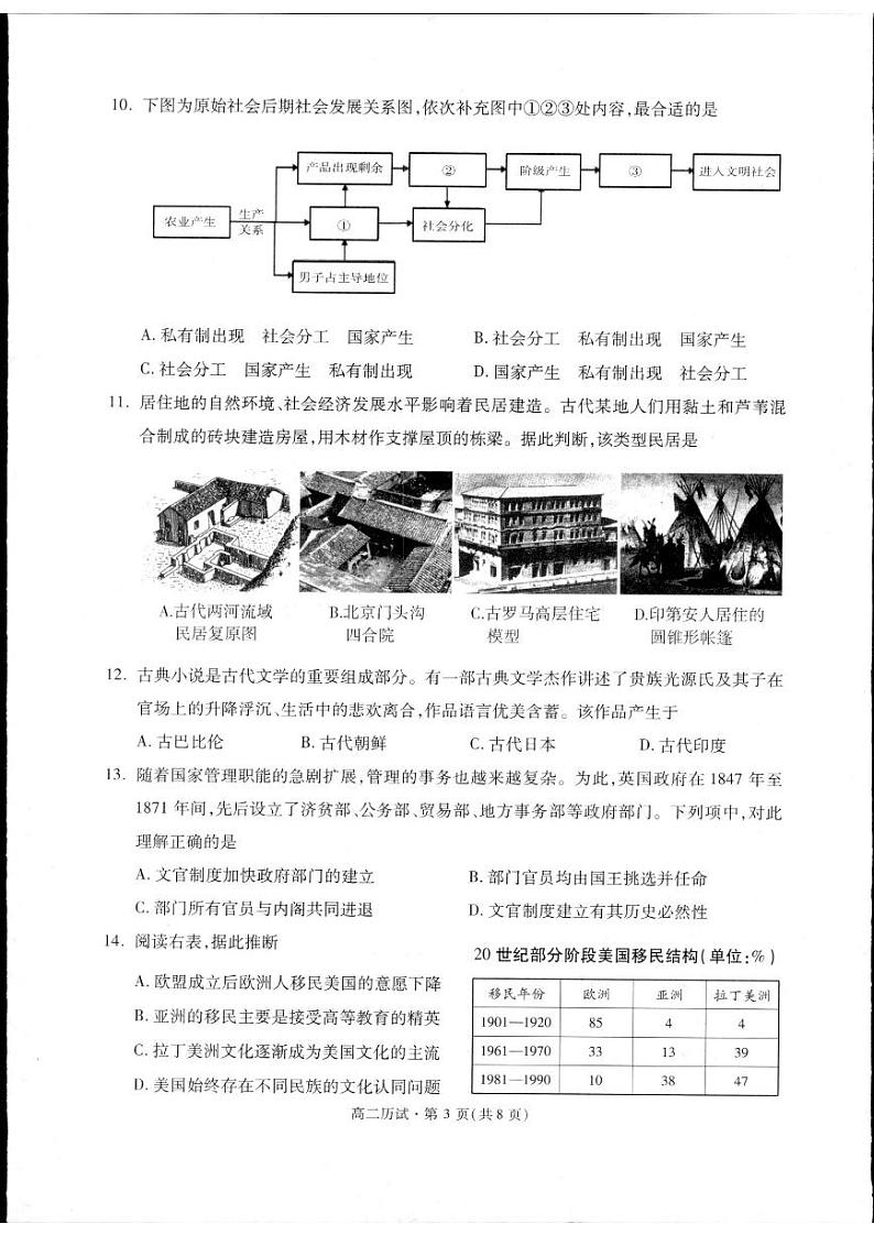 浙江省杭州市2023-2024学年高二下学期期末教学质量检测历史试题03