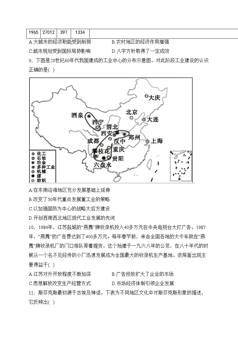 辽宁省鞍山市普通高中2024届高三上学期第一次质量检测历史试卷(含答案)03