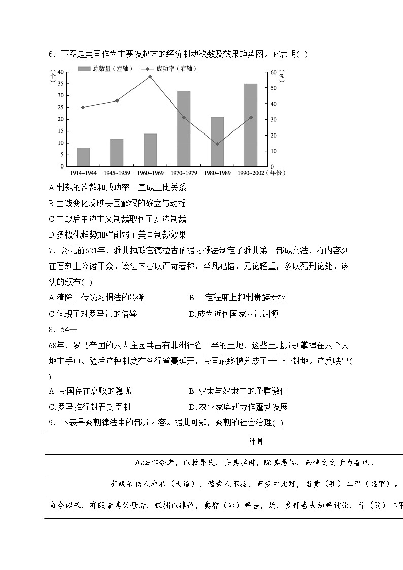 许昌高级中学2024届高三下学期三模历史试卷(含答案)02