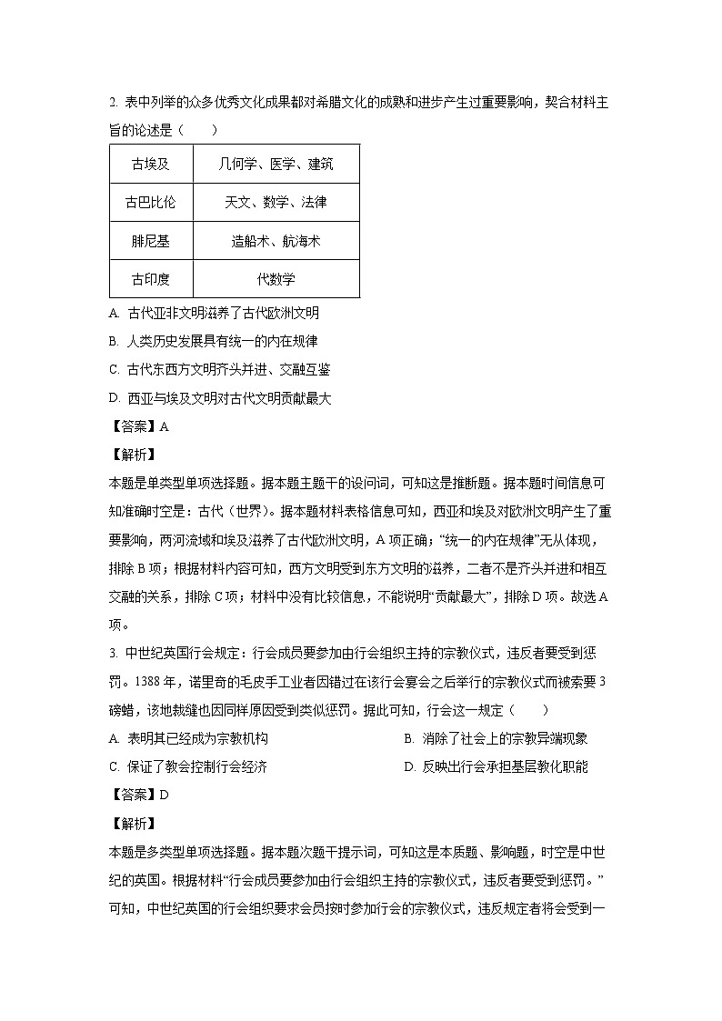 [历史]辽宁省部分学校2023-2024学年高一下学期6月月考联考试题（解析版）02