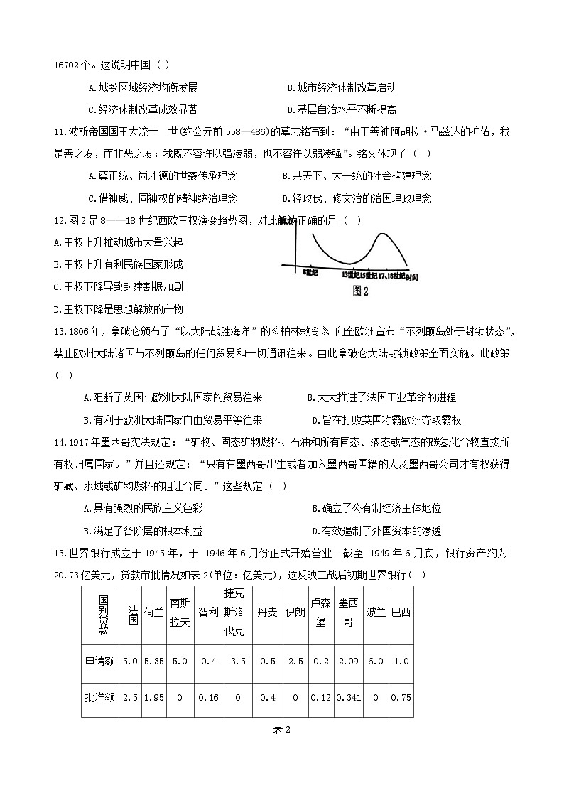 江西省上饶市2023-2024学年高二下学期期末教学质量检测历史试卷第3页