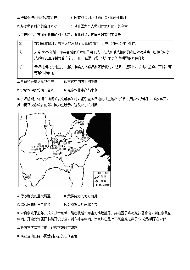 江西省重点中学协作体2023-2024学年高二下学期期末考试历史试题02