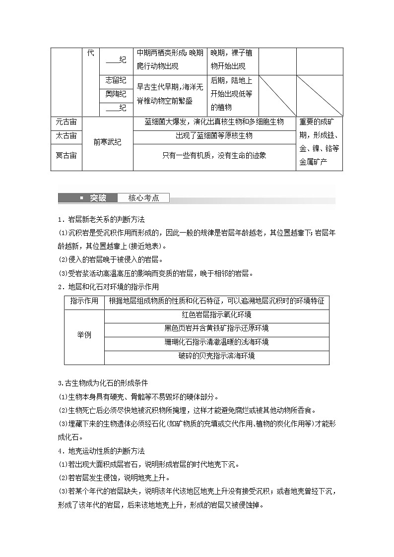 2024届人教新教材高考地理一轮复习学案第一部分自然地理第二章地球的运动第1讲课时5地球的历史和圈层第2页
