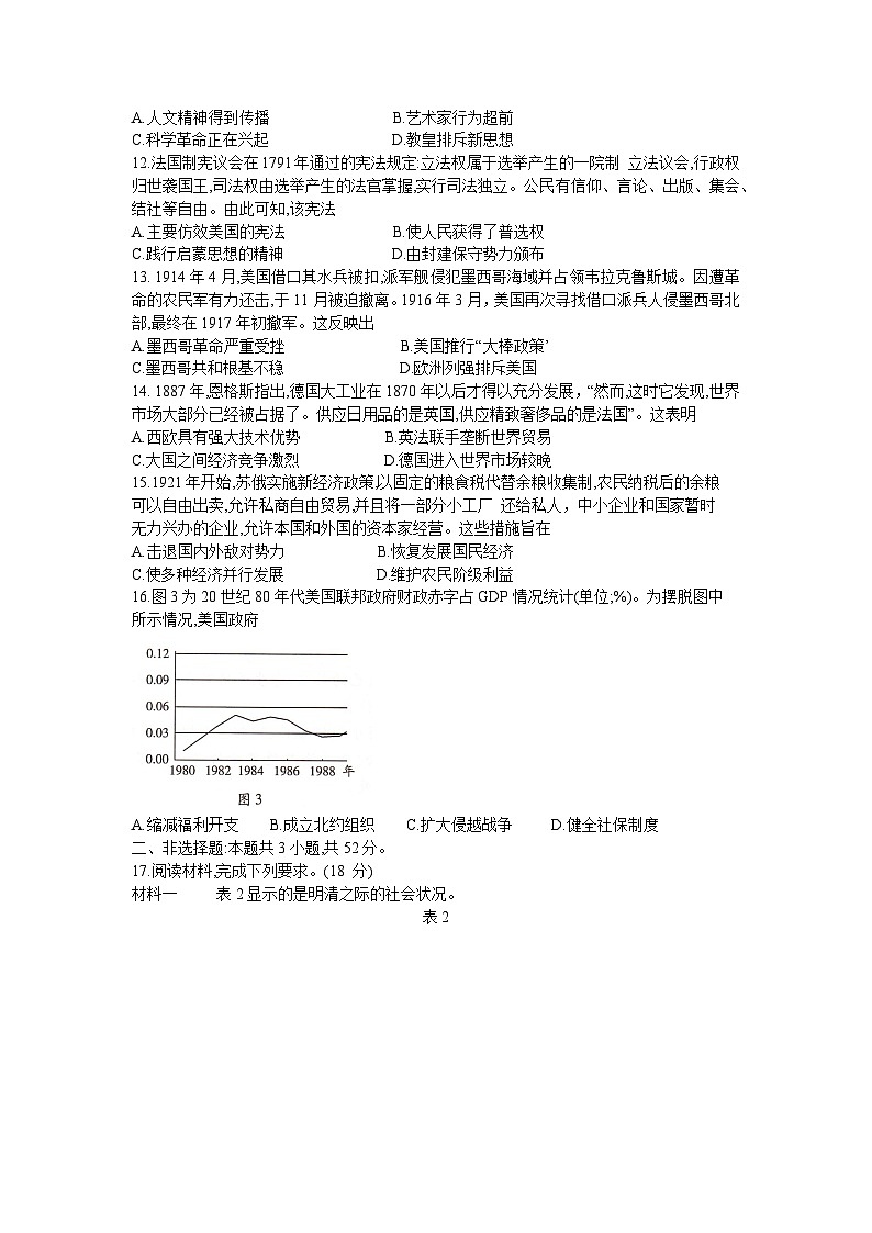 湖南省部分学校2023-2024学年高一下学期期末联考历史试题（Word版附解析）03
