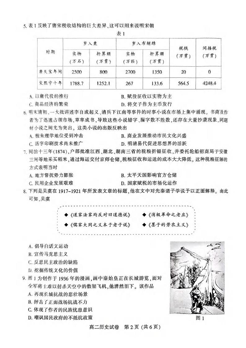 历史丨江苏省南通市2025届高三7月期末质量监测历史试卷及答案第2页