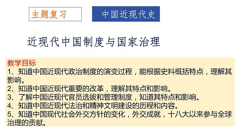 主题三 近现代中国制度与国家治理 课件--2024届高三统编版（2019）历史二轮专题复习01