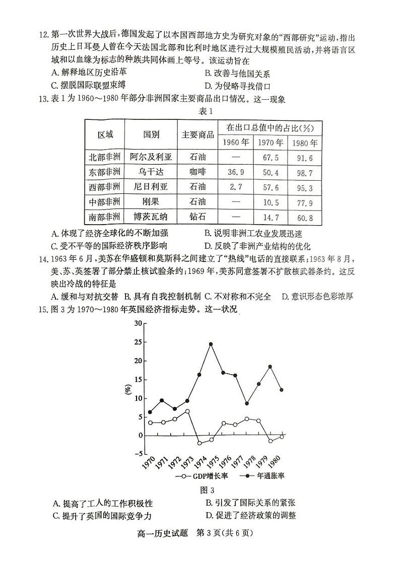 山东省德州市2023-2024学年高一下学期期末考试历史试题03