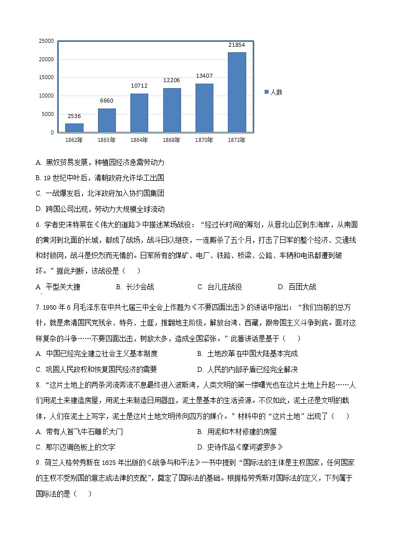 浙江省台州市2023-2024学年高二下学期6月期末考试历史试题（Word版附解析）02