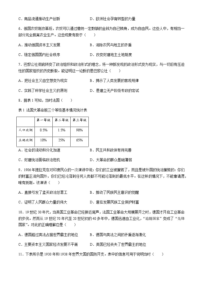 河南省周口市鹿邑县2023-2024学年高一下学期期末考试历史试题（含答案）02