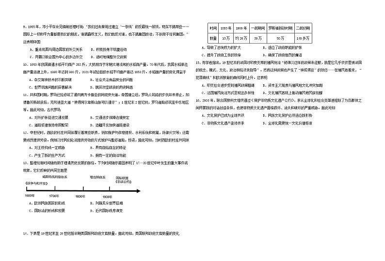 福建省泉州市侨声中学、铭选中学、泉州九中、侨光中学2023-2024学年高二下学期期末联考历史试题（含答案）02