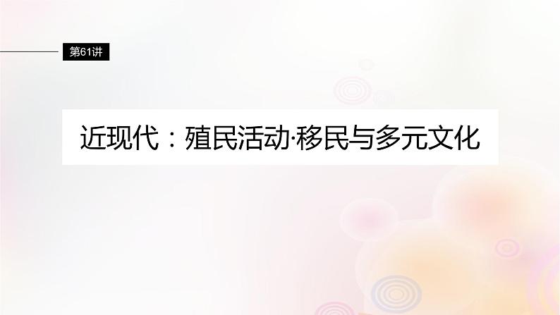 江苏专用新教材2024届高考历史一轮复习板块六选择性必修部分第十六单元第61讲近现代：殖民活动移民与多元文化课件第1页