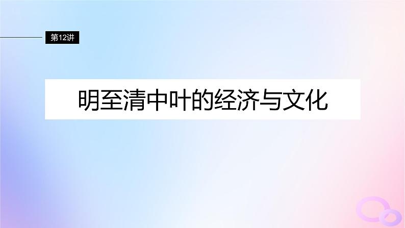 2024届部编高考历史一轮复习第四单元明清中国版图的奠定与面临的挑战第12讲明至清中叶的经济与文化课件02