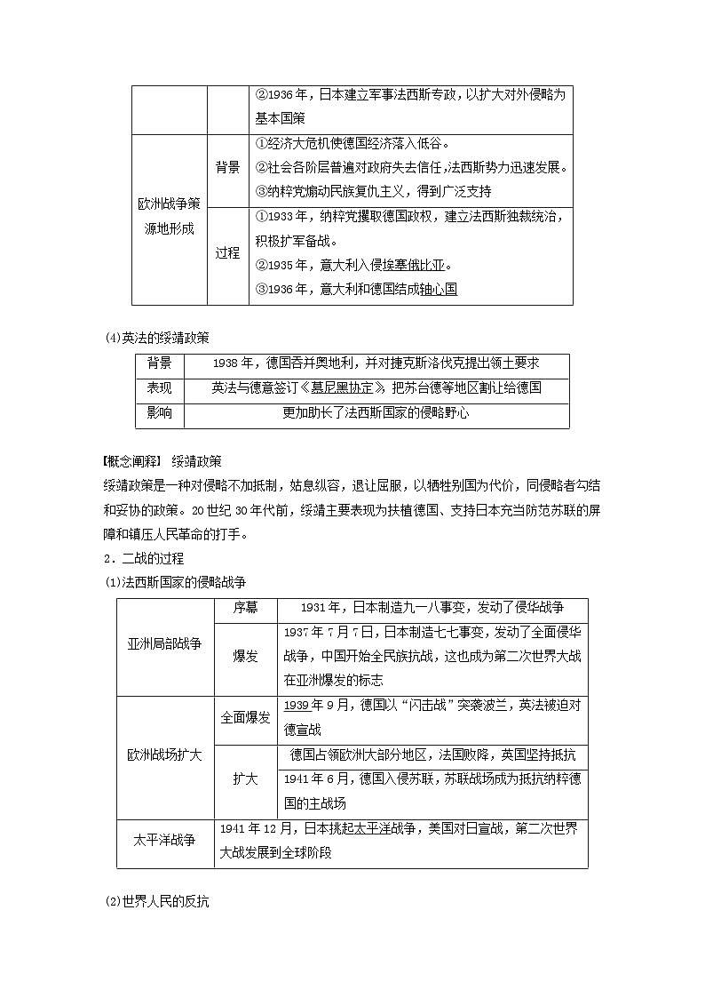 2024届部编高考历史一轮复习学案第十三单元第38讲第二次世界大战与战后国际秩序的形成第2页