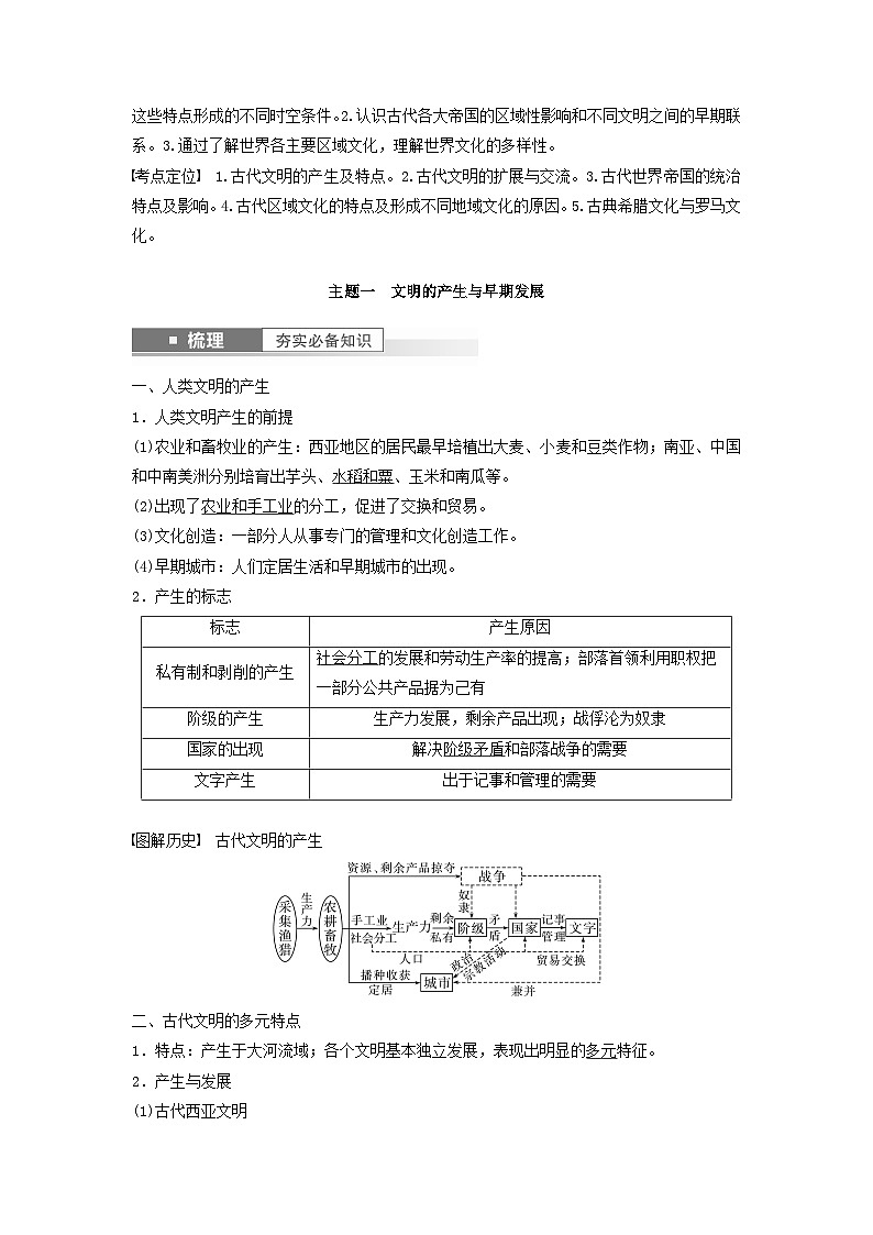 2024届部编高考历史一轮复习学案第十单元古代文明的产生与发展和中古时期的世界第26讲古代文明的产生与发展第2页