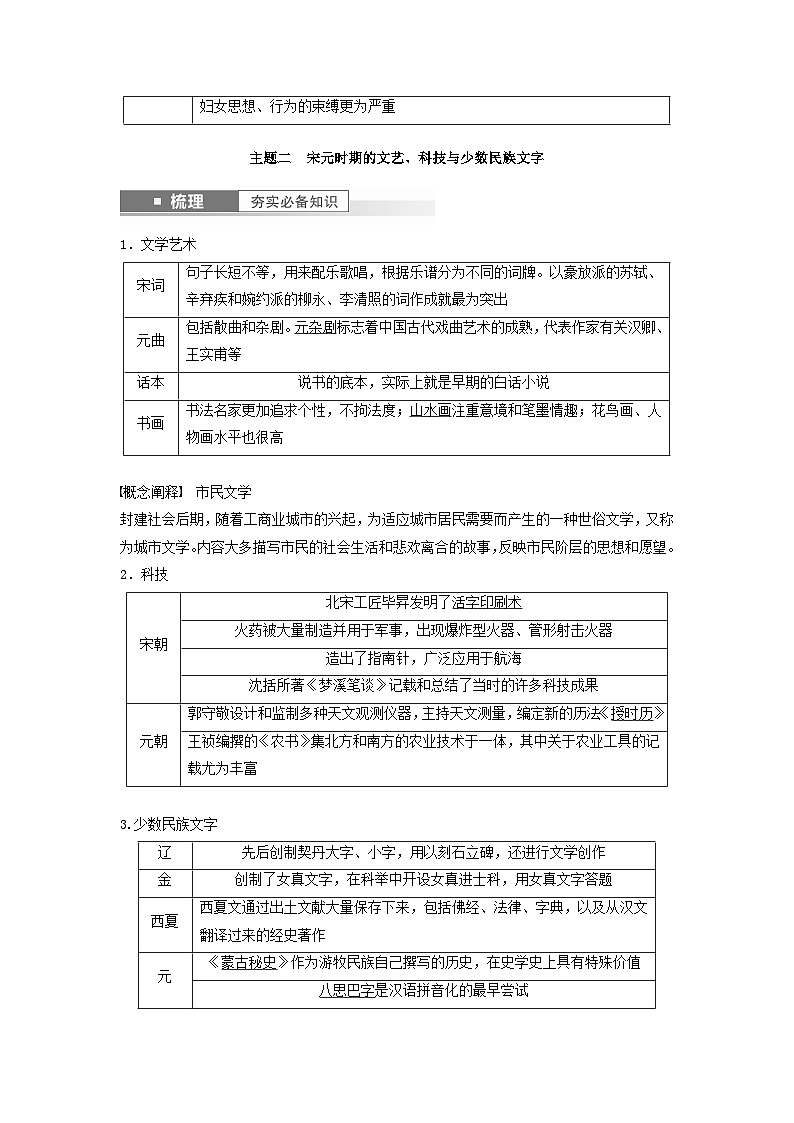 2024届部编高考历史一轮复习学案第三单元辽宋夏金多民族政权的并立与元朝的统一第10讲辽宋夏金元时期的文化第3页