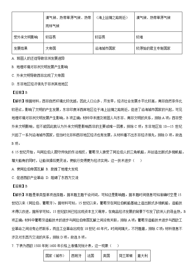 [历史][期末]内蒙古自治区锡林郭勒盟2023-2024学年高一下学期期末试题(解析版)第3页