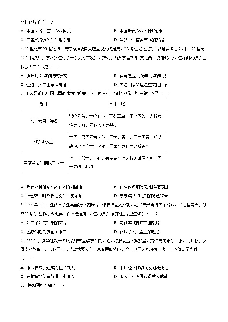 安徽省六安第一中学2023-2024学年高二下学期7月期末考试历史试题（Word版附解析）第2页