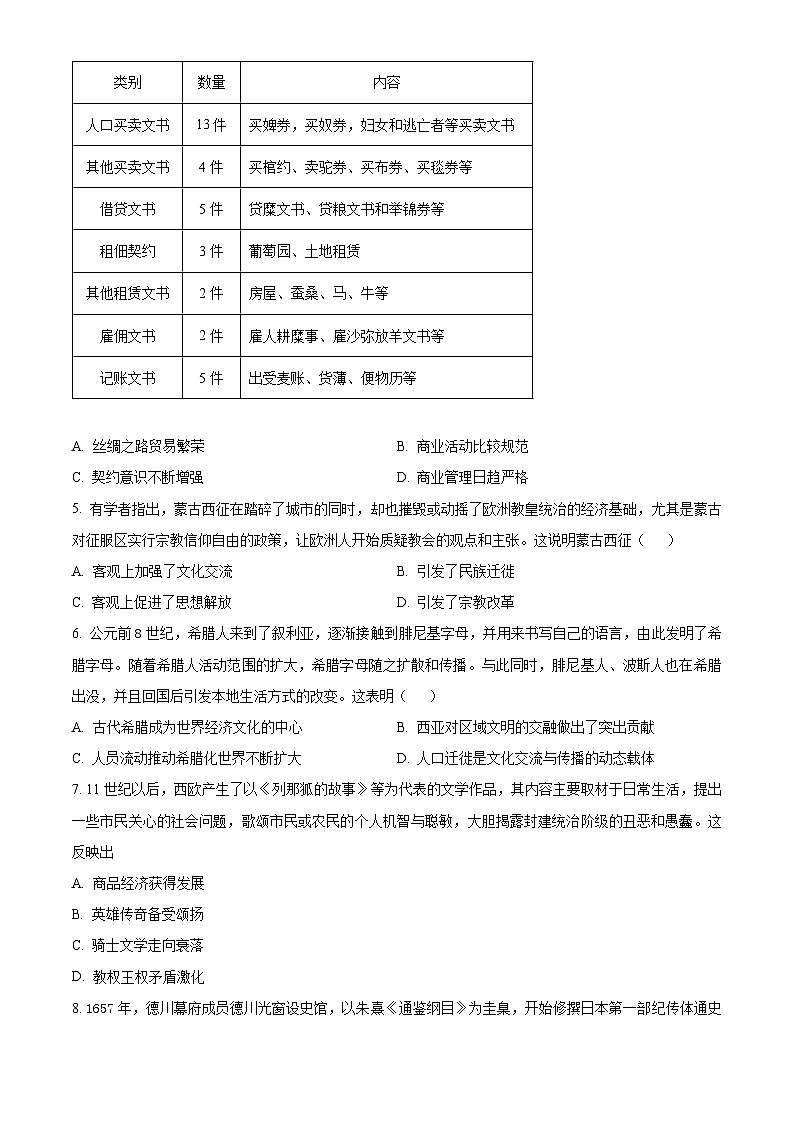 江西省抚州市2023-2024学年高二下学期期末考试历史试卷（Word版附解析）02