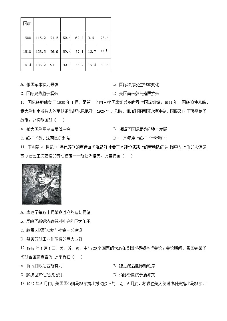 四川省南充市2023-2024学年高一下学期7月期末考试历史试卷（Word版附解析）03