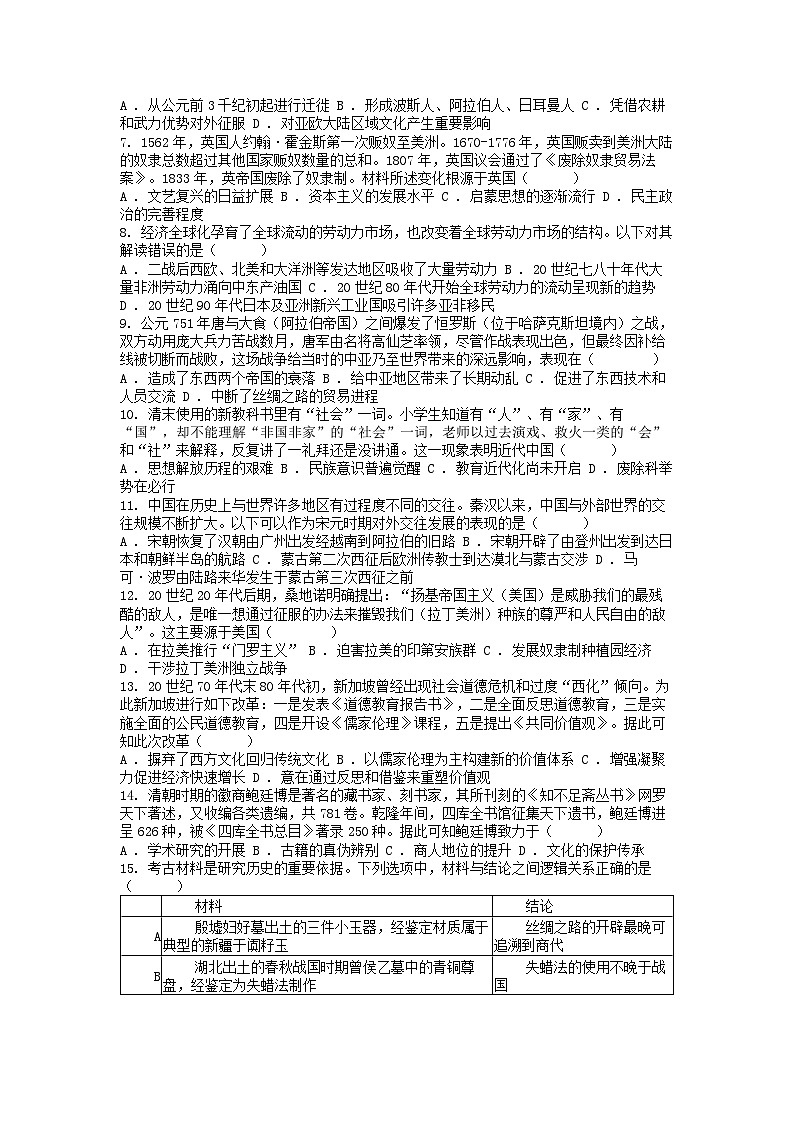 [历史]江西省上饶市第四中学2023-2024学年高二下学期6月历史测试试卷第2页