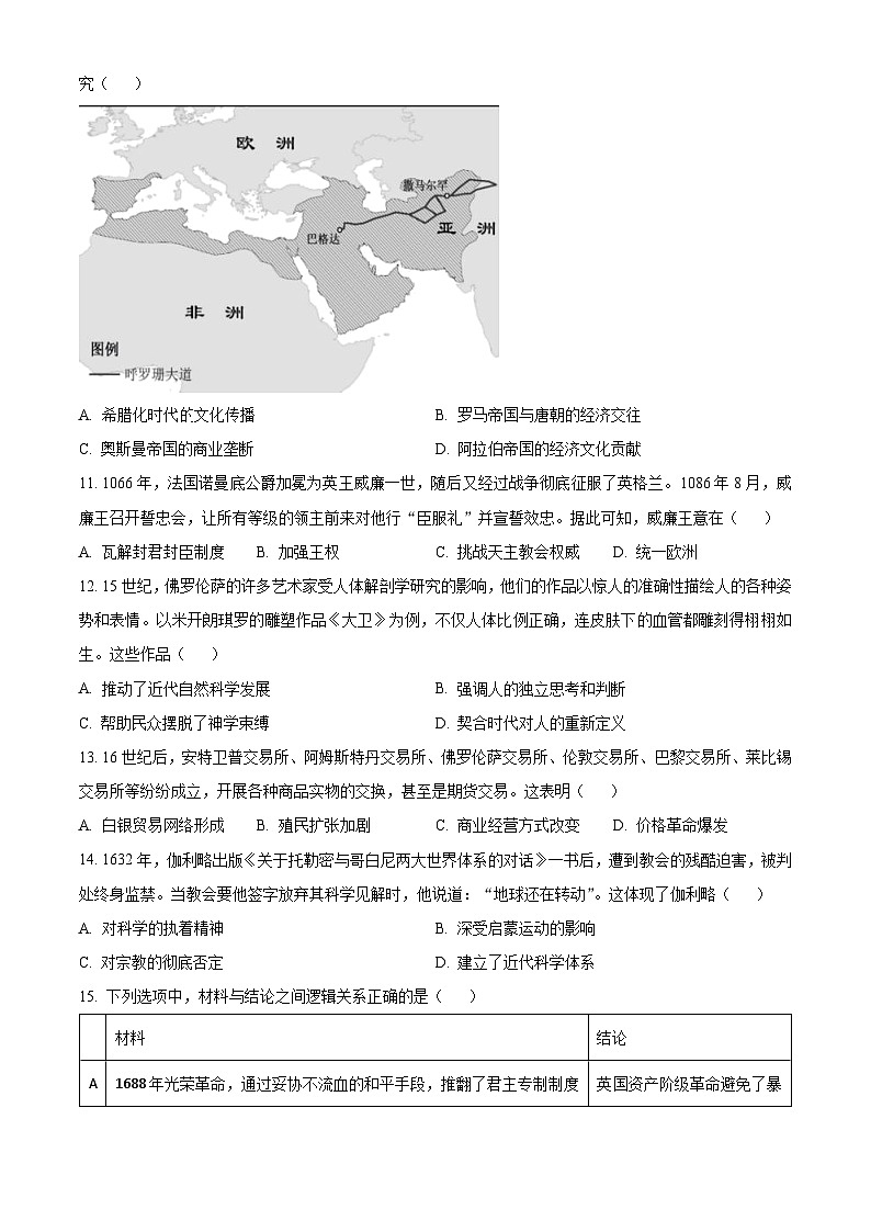 广东省惠州市2023-2024学年高一下学期期末考试历史试题（Word版附解析）03