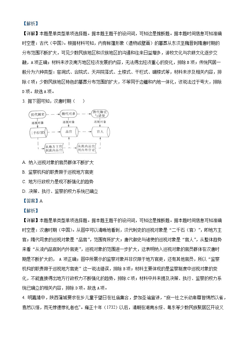 2024年高考真题——历史（浙江卷）试卷（Word版附解析）02