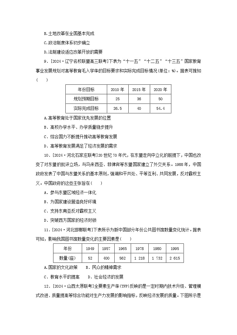 2025版高考历史全程一轮复习课题训练26改革开放和社会主义现代化建设新时期第3页