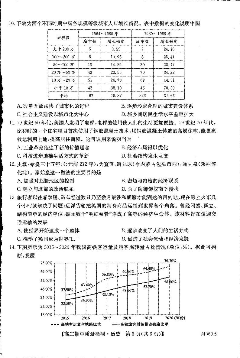 安徽省芜湖中华艺术学校2023-2024学年高二下学期4月期中考试历史试题第3页