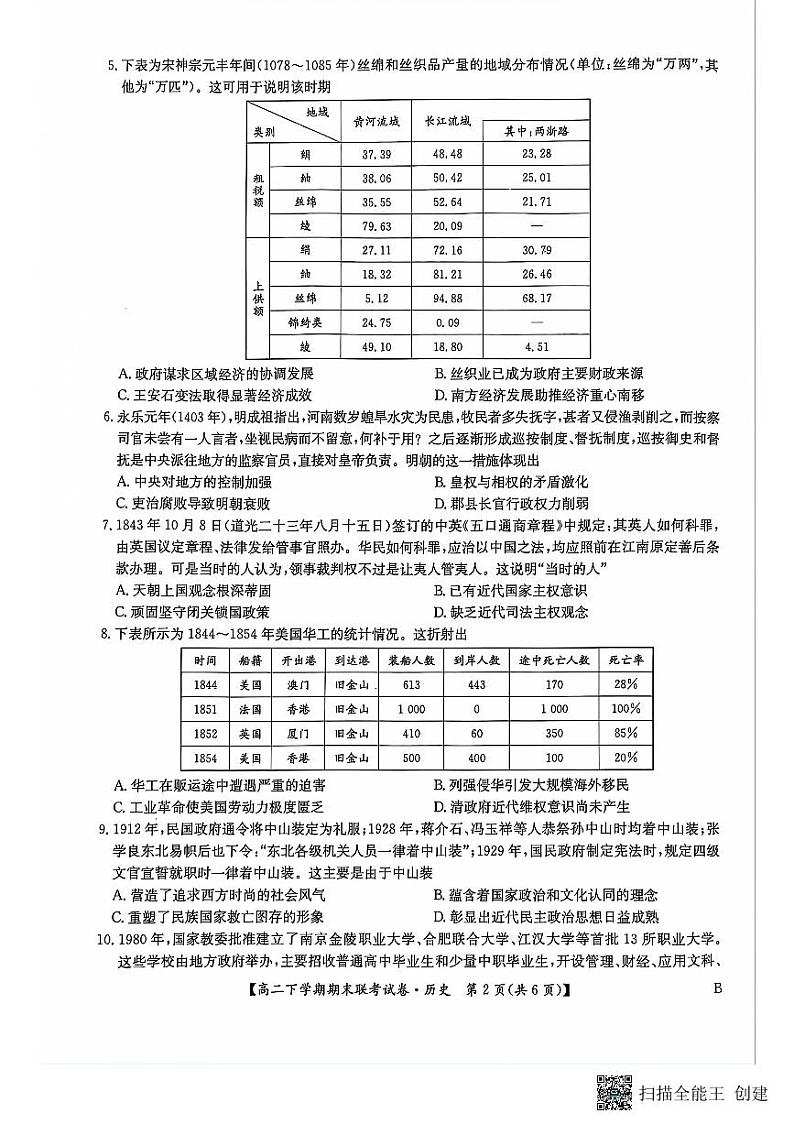 河南省商丘市商师联盟2023-2024学年高二下学期7月期末历史试题02