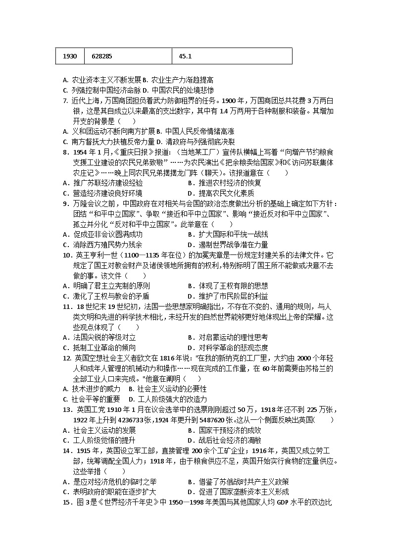 山东省济宁市2025届高三历史一轮复习高考仿真试卷第3页