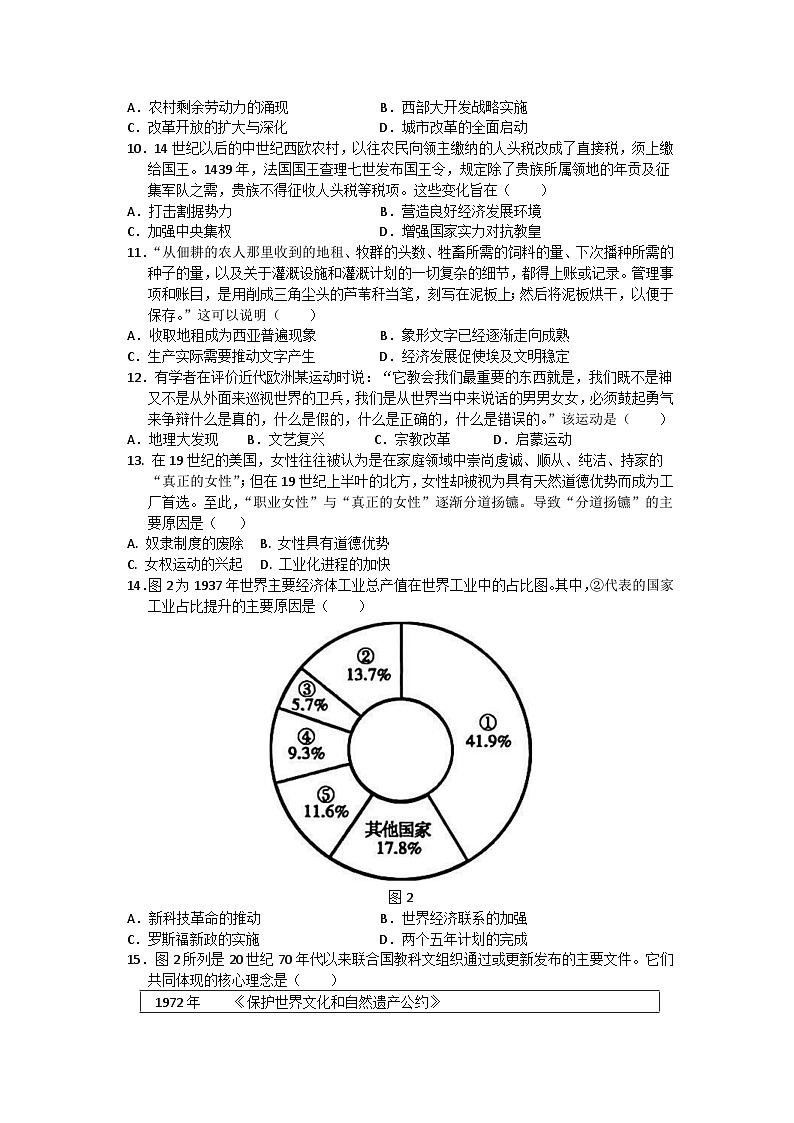 山东省聊城市2025届高三历史一轮复习高考仿真试卷第3页