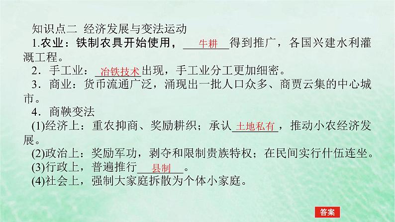 2025版高考历史全程一轮复习版块一中国古代史第一部分中国古代史纲要 课题2诸侯纷争与变法运动课件第7页