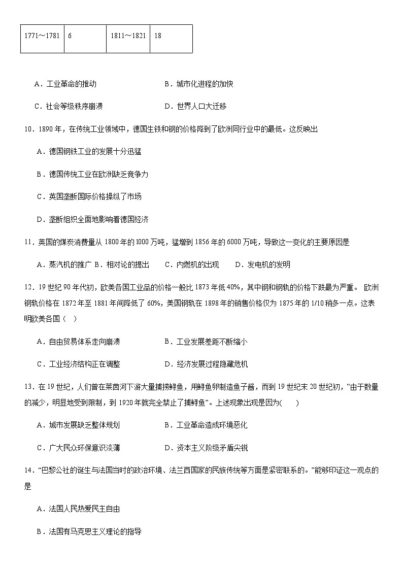 第5单元 工业革命与马克思主义的诞生 综合测试（含答案）---2023-2024学年高中历史统编版（2019）必修中外历史纲要下册03