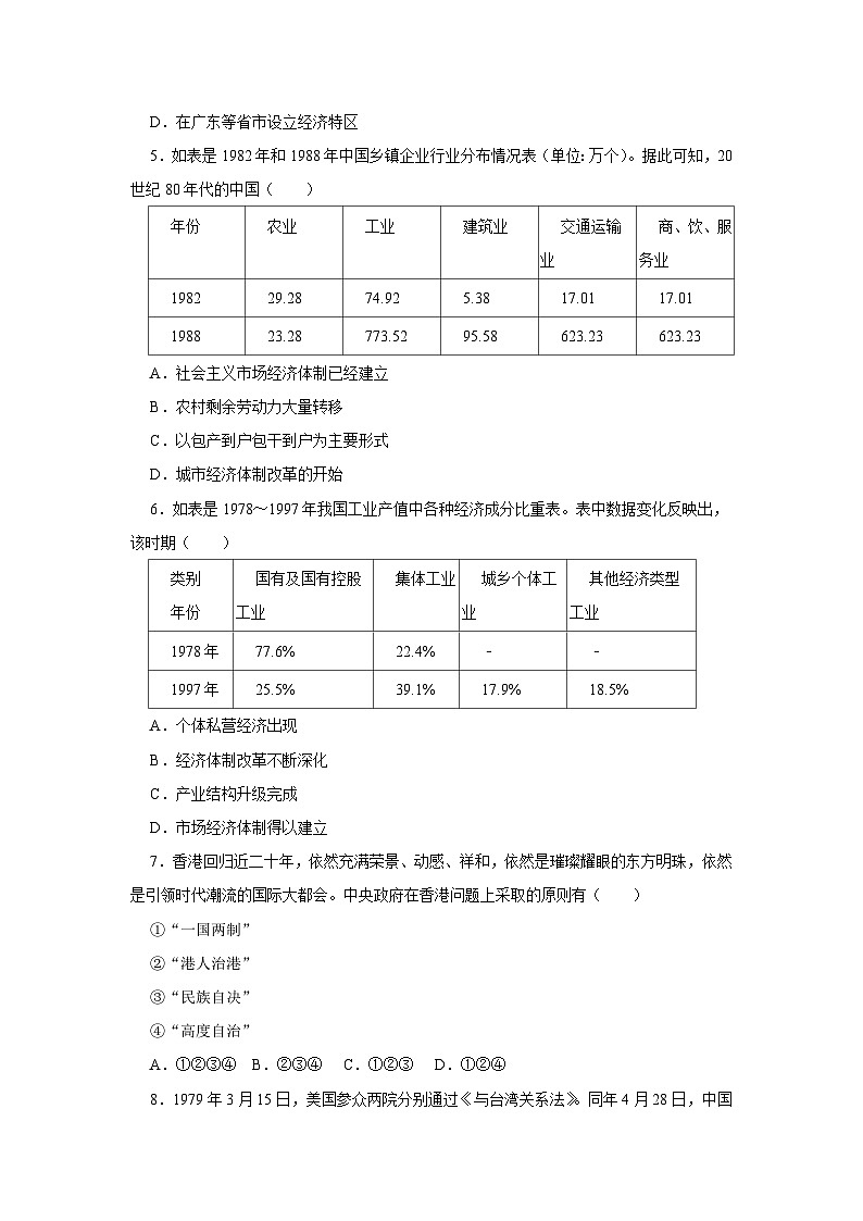 第10单元 改革开放和社会主义现代化建设新时期 单元测评卷（含答案） --2024-2025学年高一统编版2019必修中外历史纲要上册第2页