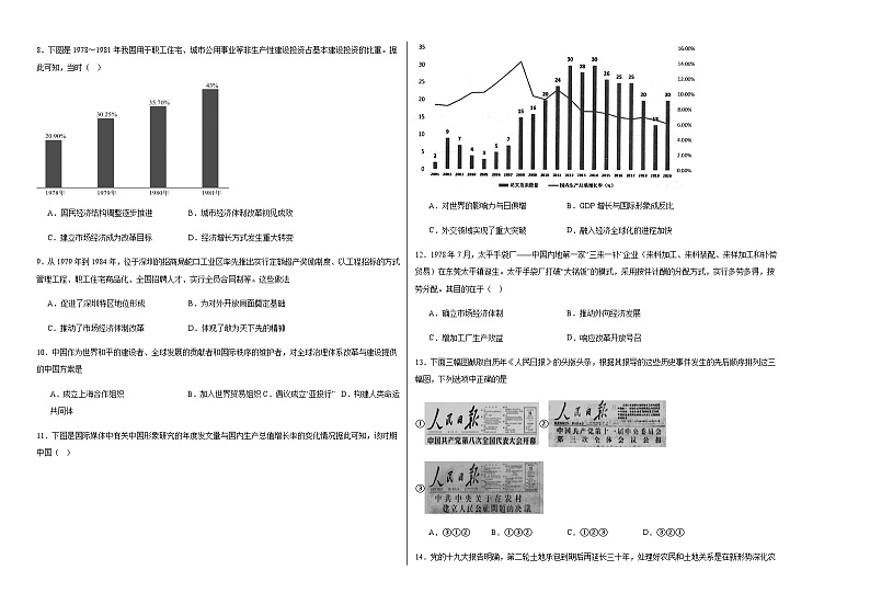 第10单元 改革开放和社会主义现代化建设新时期 单元测试（含答案解析）2024-2025学年高一上学期统编版（2019）必修中外历史纲要上02