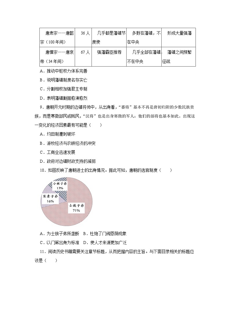 第2单元 三国两晋南北朝的民族交融与隋唐统一多民族封建国家的发展 测试卷（含答案）--2024-2025学年必修中外历史纲要上03