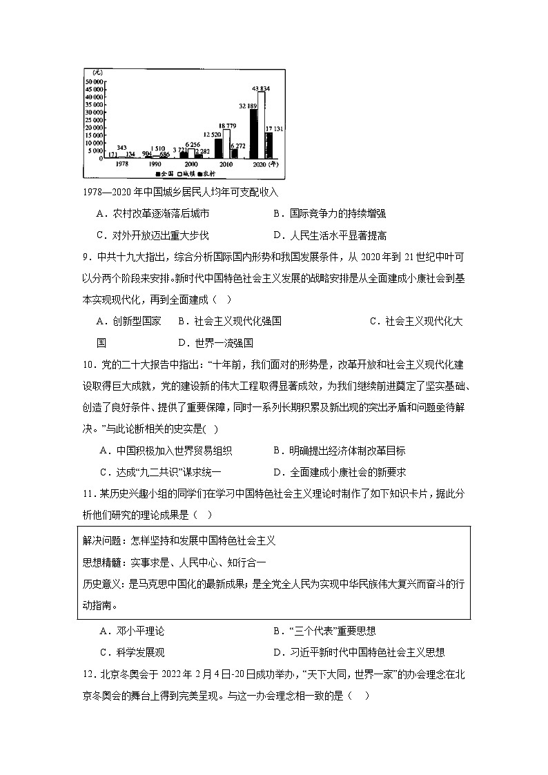 第11单元 中国特色社会主义新时代 综合测试(含解析）--2024-2025学年高一历史上学期统编版（2019）必修中外历史纲要上03