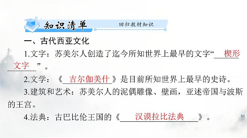 高考历史一轮复习选择性必修3第二单元第三课古代西亚、非洲文化课件第3页