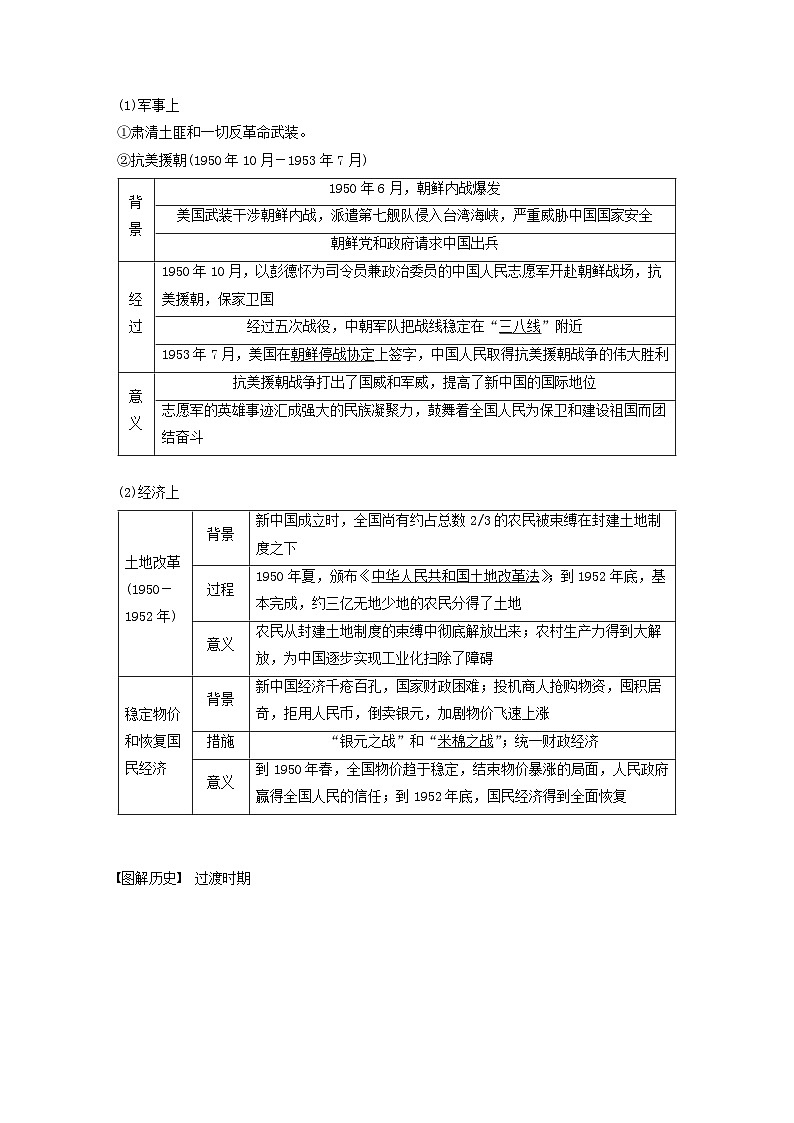 浙江专用新教材2024届高考历史一轮复习教案第三部分现代中国第九单元第24讲中华人民共和国成立和向社会主义的过渡02