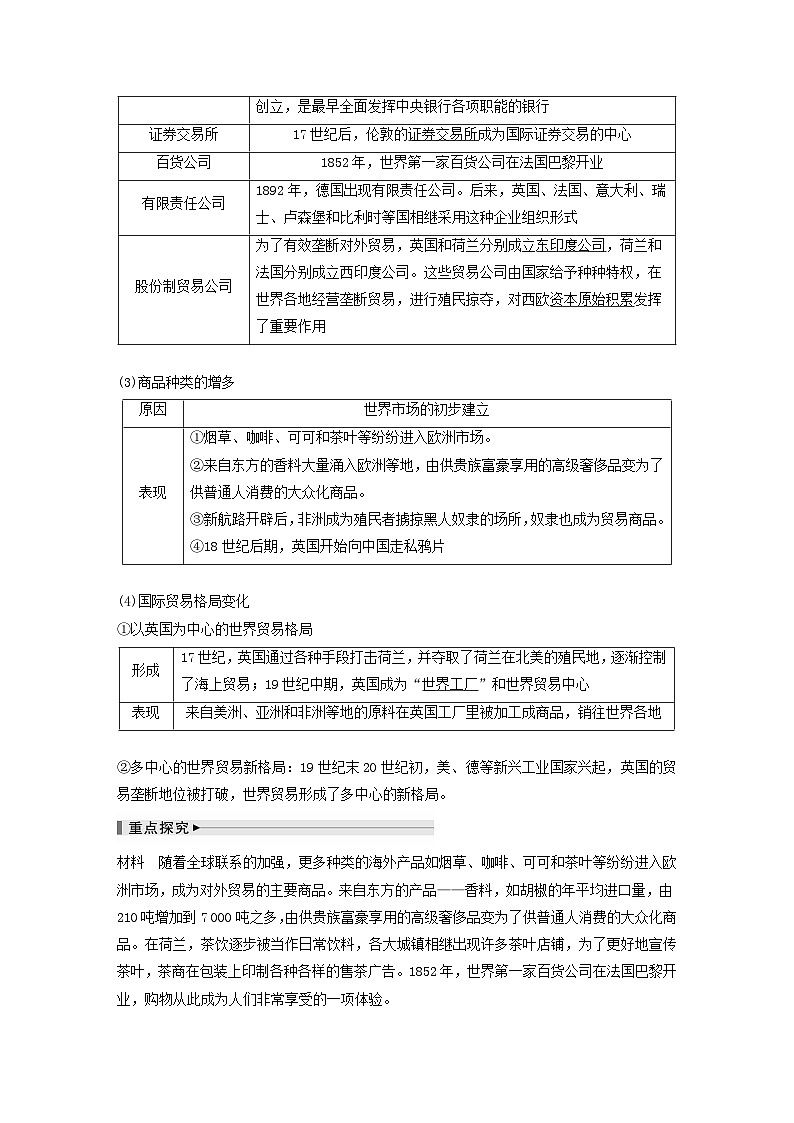 浙江专用新教材2024届高考历史一轮复习教案第五部分近代世界第十六单元第42讲近代西方的商业贸易社会生活03