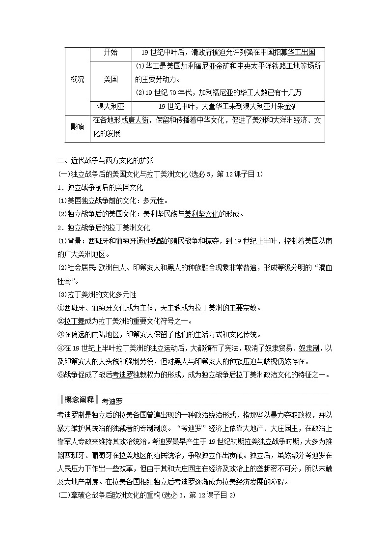 浙江专用新教材2024届高考历史一轮复习教案第五部分近代世界第十六单元第43讲近代西方人口迁徙和文化的扩张与交融03