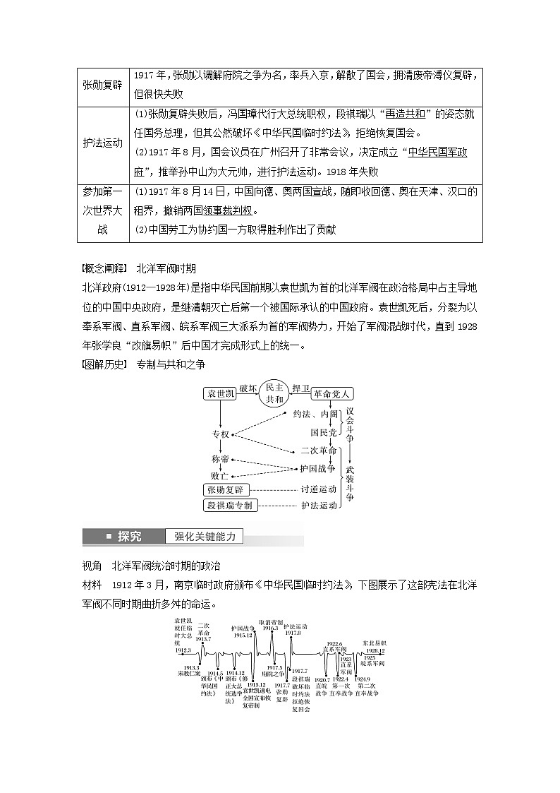 江苏专用新教材2024届高考历史一轮复习教案板块二中国近代史第六单元第18讲北洋军阀统治时期的政治经济与文化02