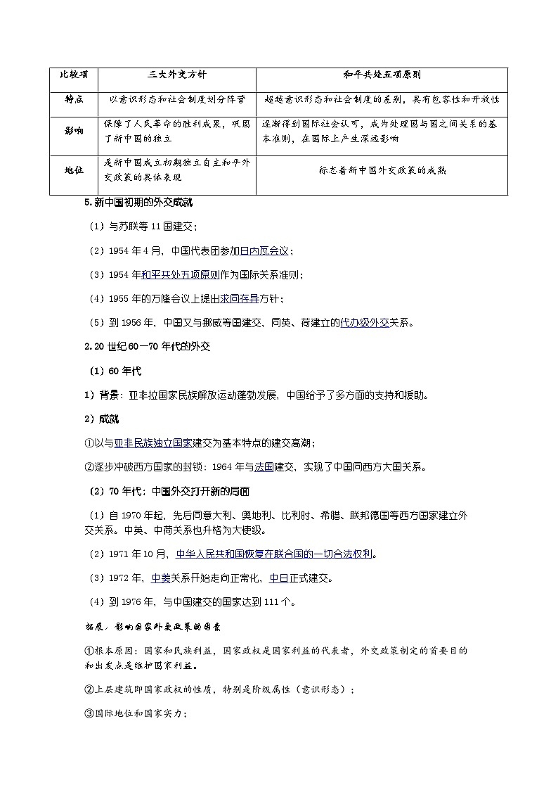 高中历史选必一第4单元第14课 当代中国的外交-导学案02