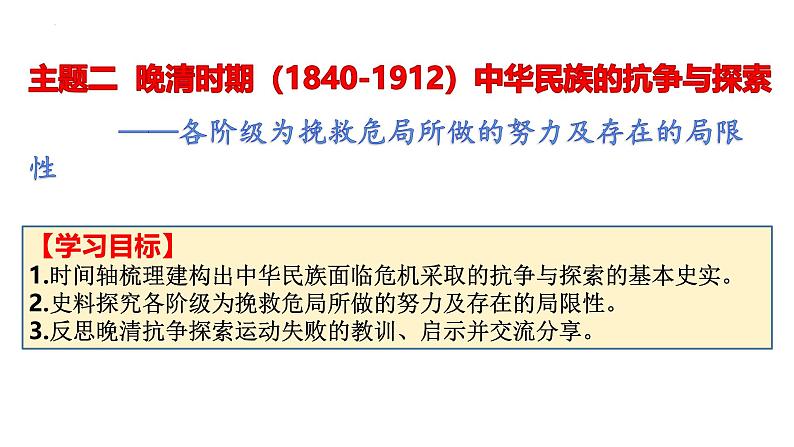 主题二 晚清时期（1840-1912）中华民族的抗争与探索 课件--2024届高考统编版历史一轮复习02