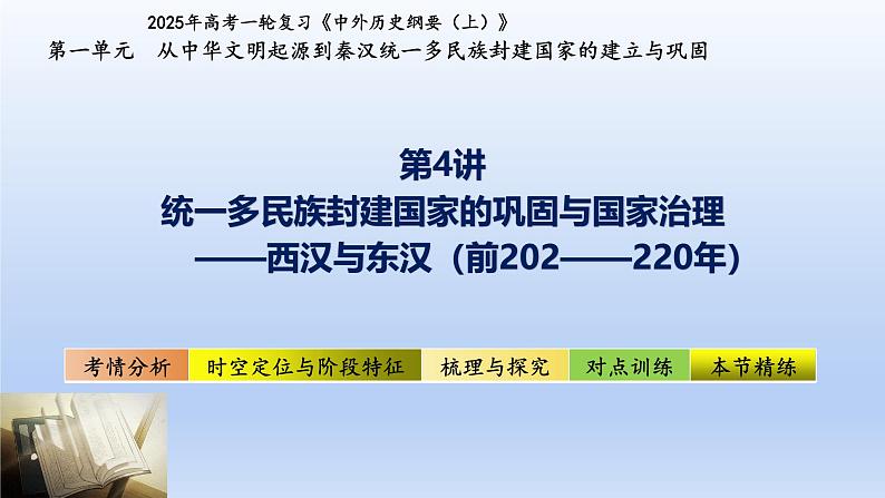 2025年高考一轮复习《中外历史纲要（上）》第4讲 西汉与东汉——统一多民族封建国家的巩固（课件）01