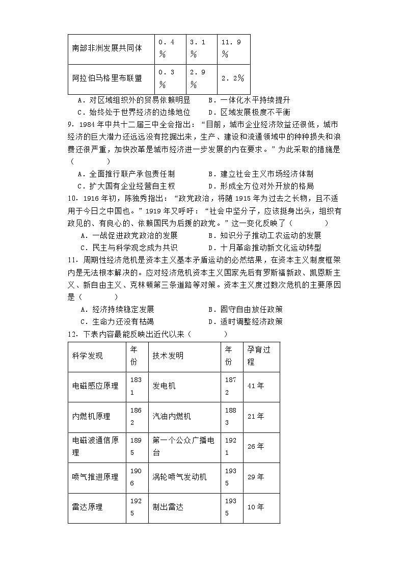 福建省福州第一中学2023-2024学年高一下学期期末历史试题03