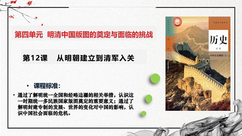 第12课 从明朝建立到清军入关（精美课件）-2024-2025学年高一历史同步高效教学课件（中外历史纲要上）01