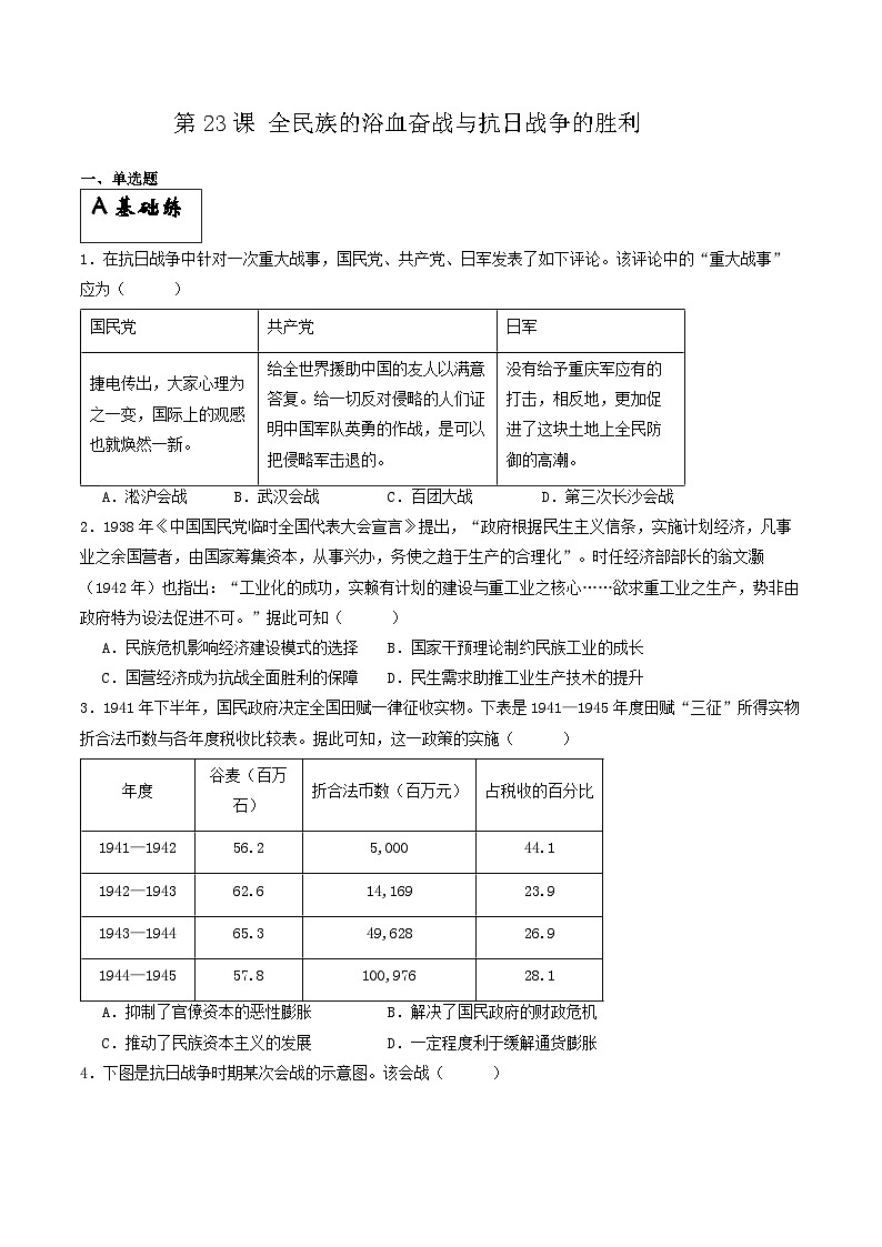 【新课标】23《全民族浴血奋战与抗日战争的胜利》课件+分层作业01