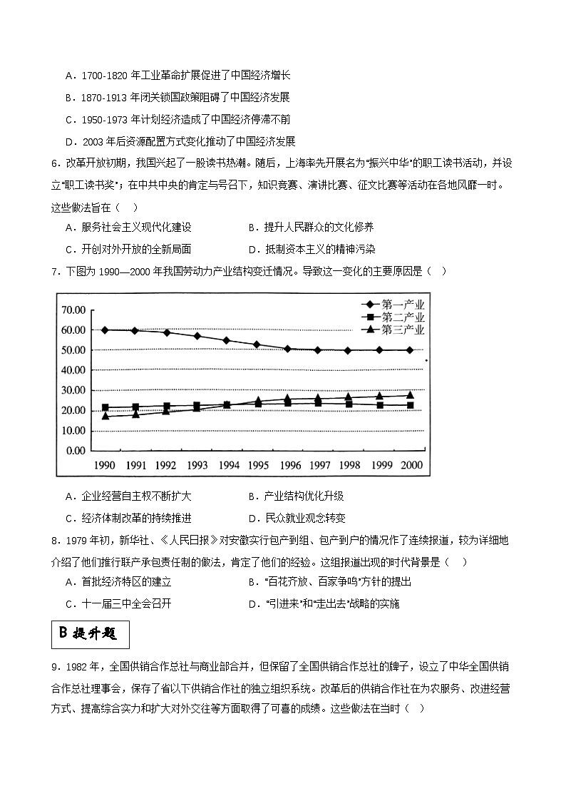 【新课标】27《中国特色社会主义的开创与发展》分层作业02