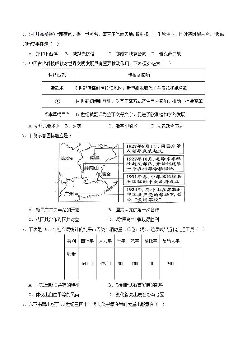 高一历史（北京专用）（考试版） 第2页